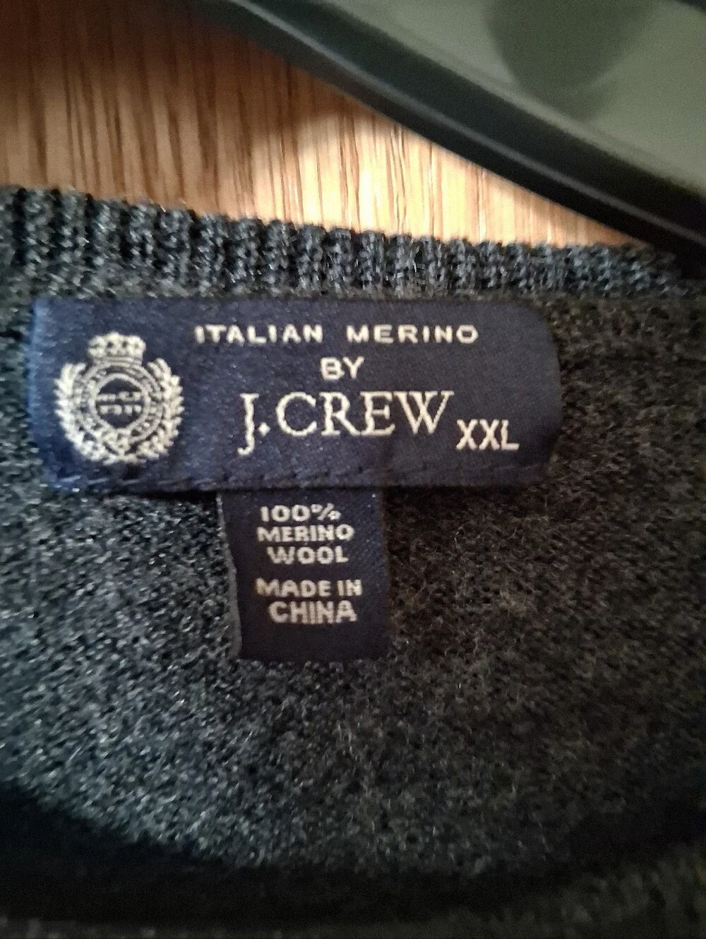 J. Crew charcoal grey knit pullover sweater  100% Italian Merino Wool XXL